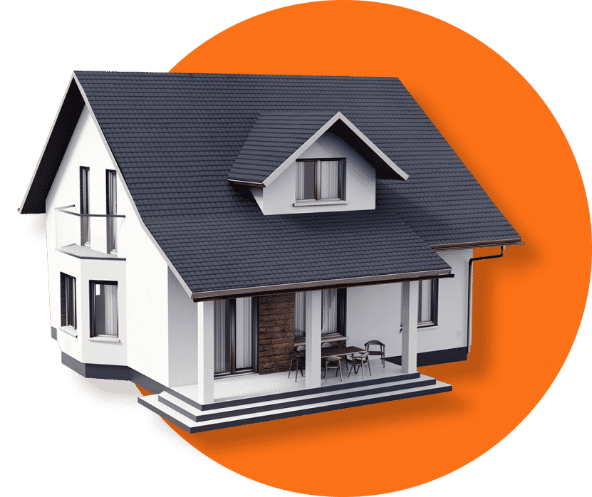 An example of a residential home that contact roofing experts for its roof repair needs.